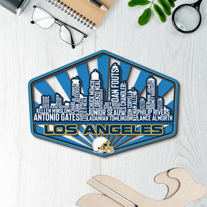 Los Angeles Football Greatest Of All Time Legend Team Wood Sign Los Angeles City Skyline Gift Decor