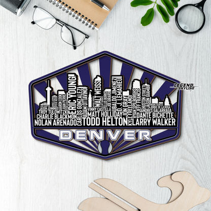 Colorado Baseball Greatest Of All Time Legend Team Wood Sign Denver City Skyline Gift Decor