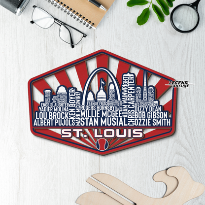 St Louis Baseball Greatest Of All Time Legend Team Wood Sign St Louis City Skyline Gift Decor
