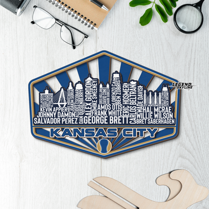 Kansas City Baseball Greatest Of All Time Legend Team Wood Sign Kansas City Skyline Gift Decor