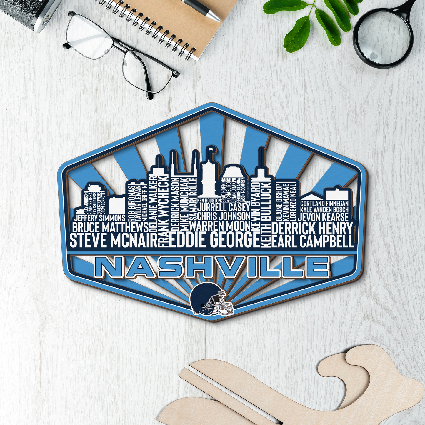 Tennessee Football Greatest Of All Time Legend Team Wood Sign Nashville City Skyline Gift Decor