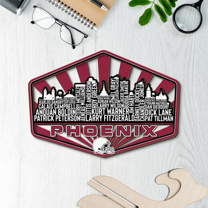 Arizona Football Greatest Of All Time Legend Team Wood Sign Phoenix City Skyline Gift Decor
