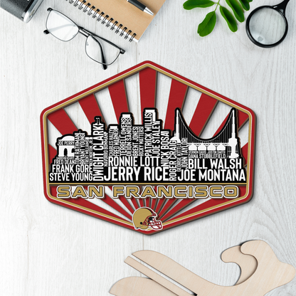 San Francisco Football Greatest Of All Time Legend Team Wood Sign San Francisco City Skyline Gift Decor