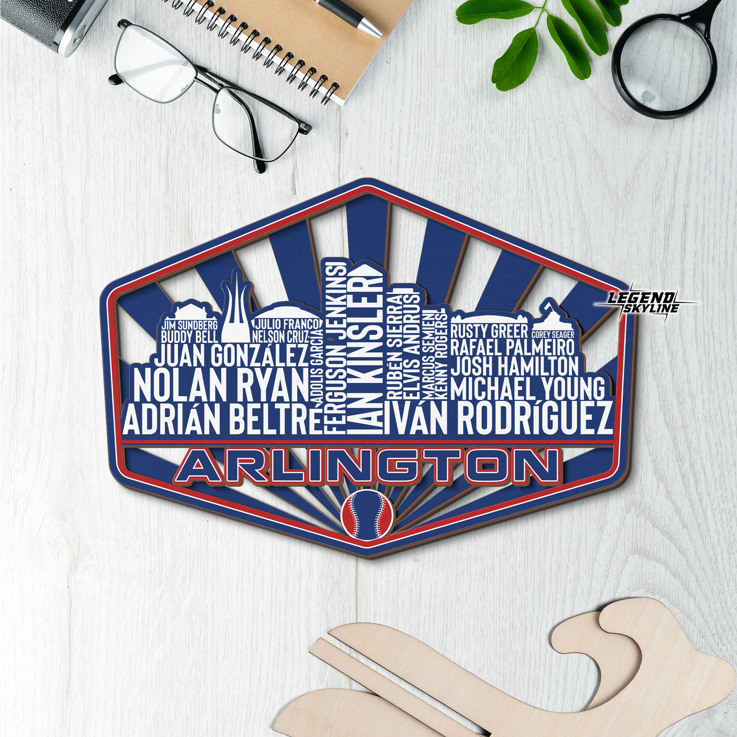 Arlington Baseball Greatest Of All Time Legend Team Wood Sign Arlington City Skyline Gift Decor