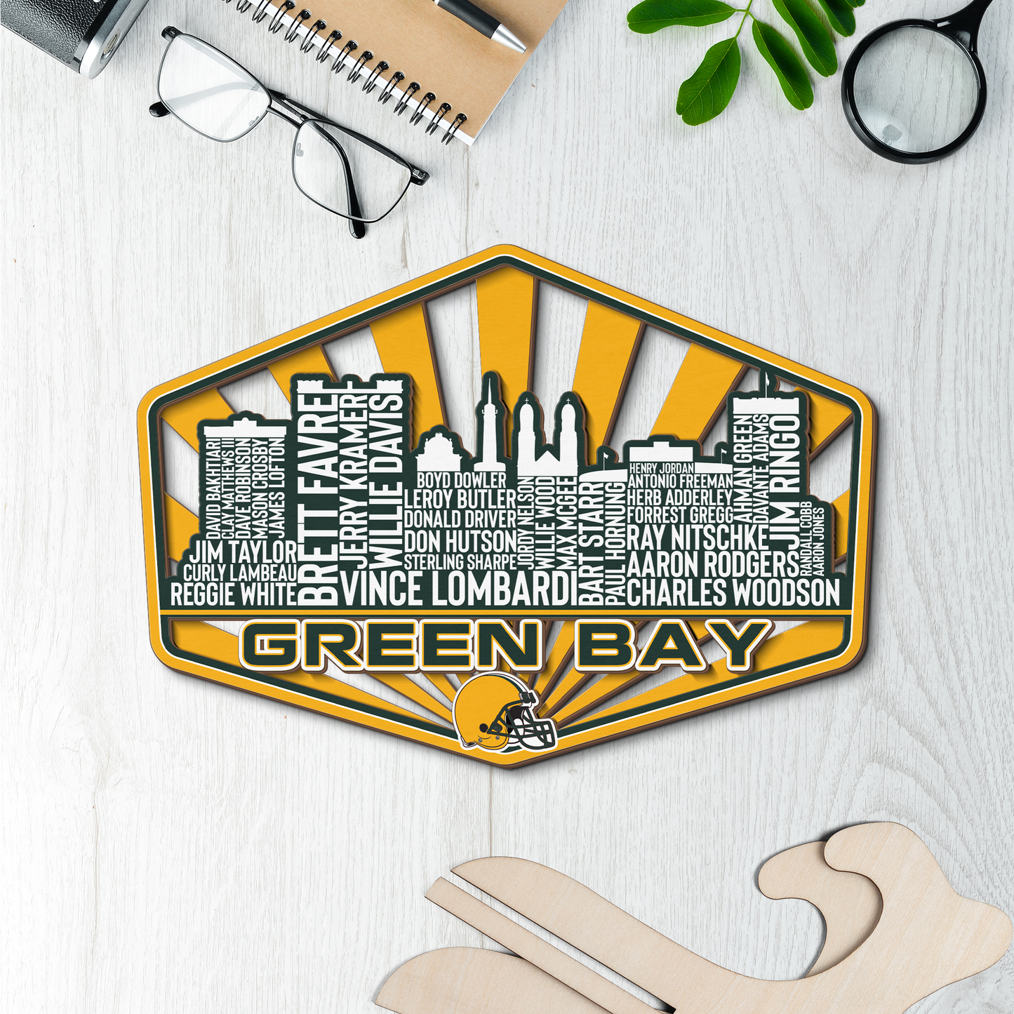 Green Bay Football Greatest Of All Time Legend Team Wood Sign Green Bay City Skyline Gift Decor