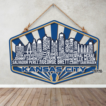 Kansas City Baseball Greatest Of All Time Legend Team Wood Sign Kansas City Skyline Gift Decor