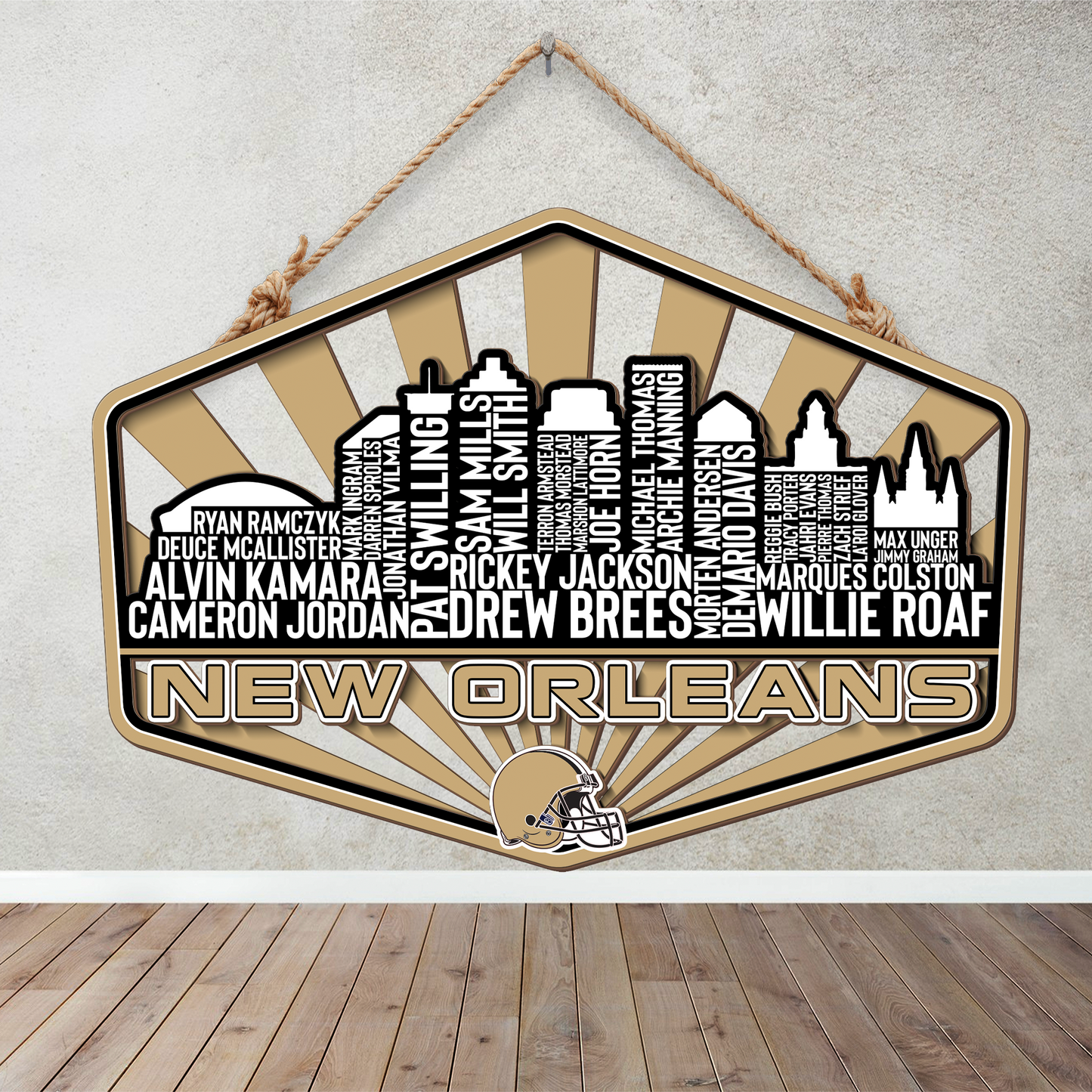New Orleans Football Greatest Of All Time Legend Team Wood Sign New Orleans City Skyline Gift Decor