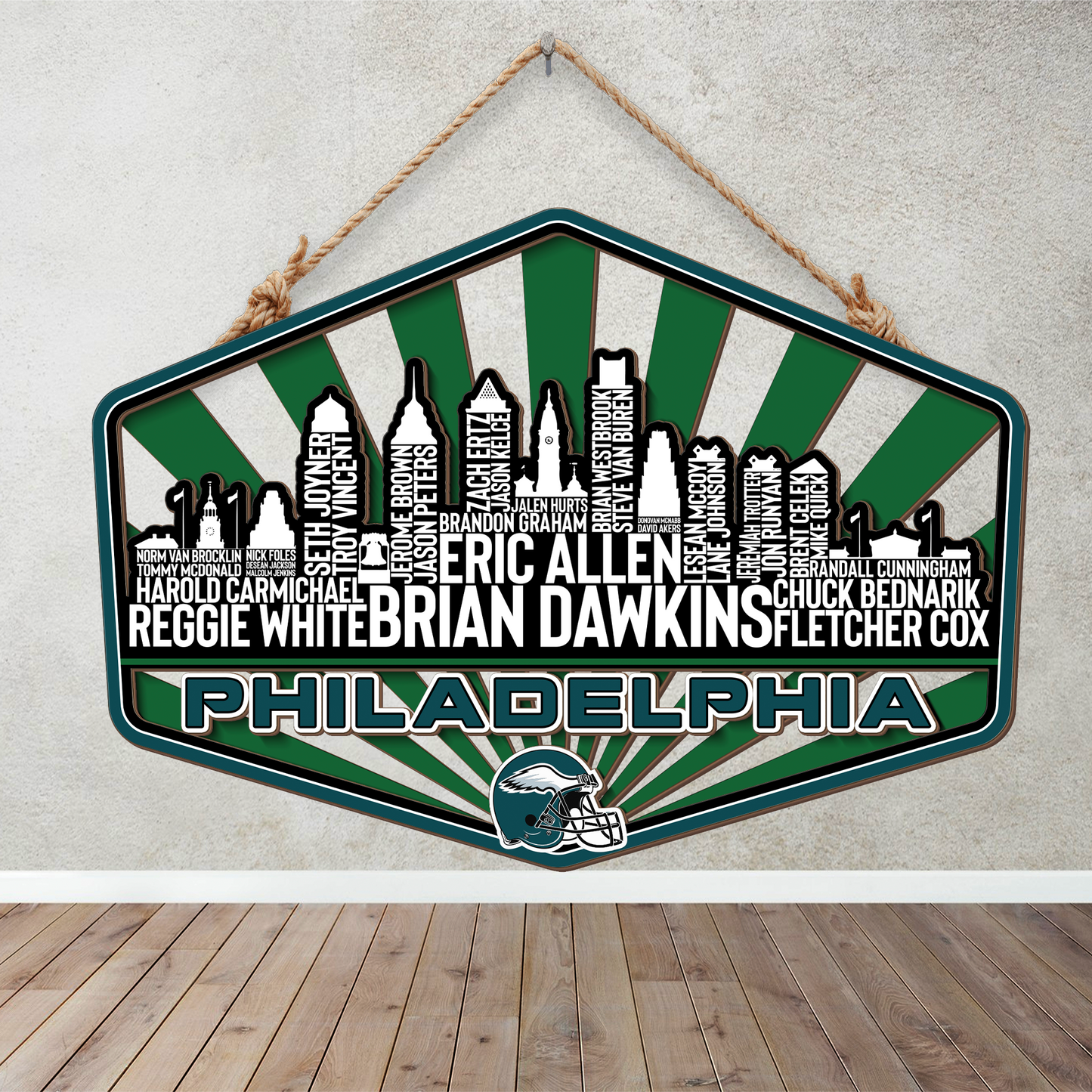 Philadelphia Football Greatest Of All Time Legend Team Wood Sign Philadelphia City Skyline Gift Decor