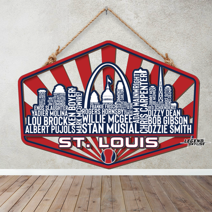 St Louis Baseball Greatest Of All Time Legend Team Wood Sign St Louis City Skyline Gift Decor