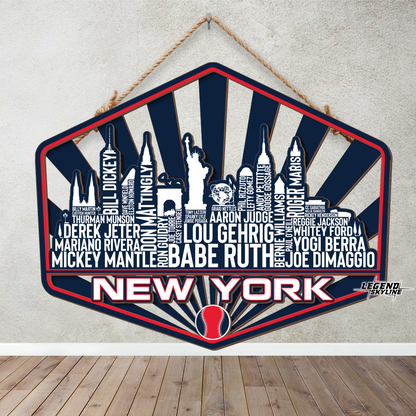 New York Baseball Greatest Of All Time Legend Team Wood Sign New York City Skyline Gift Decor