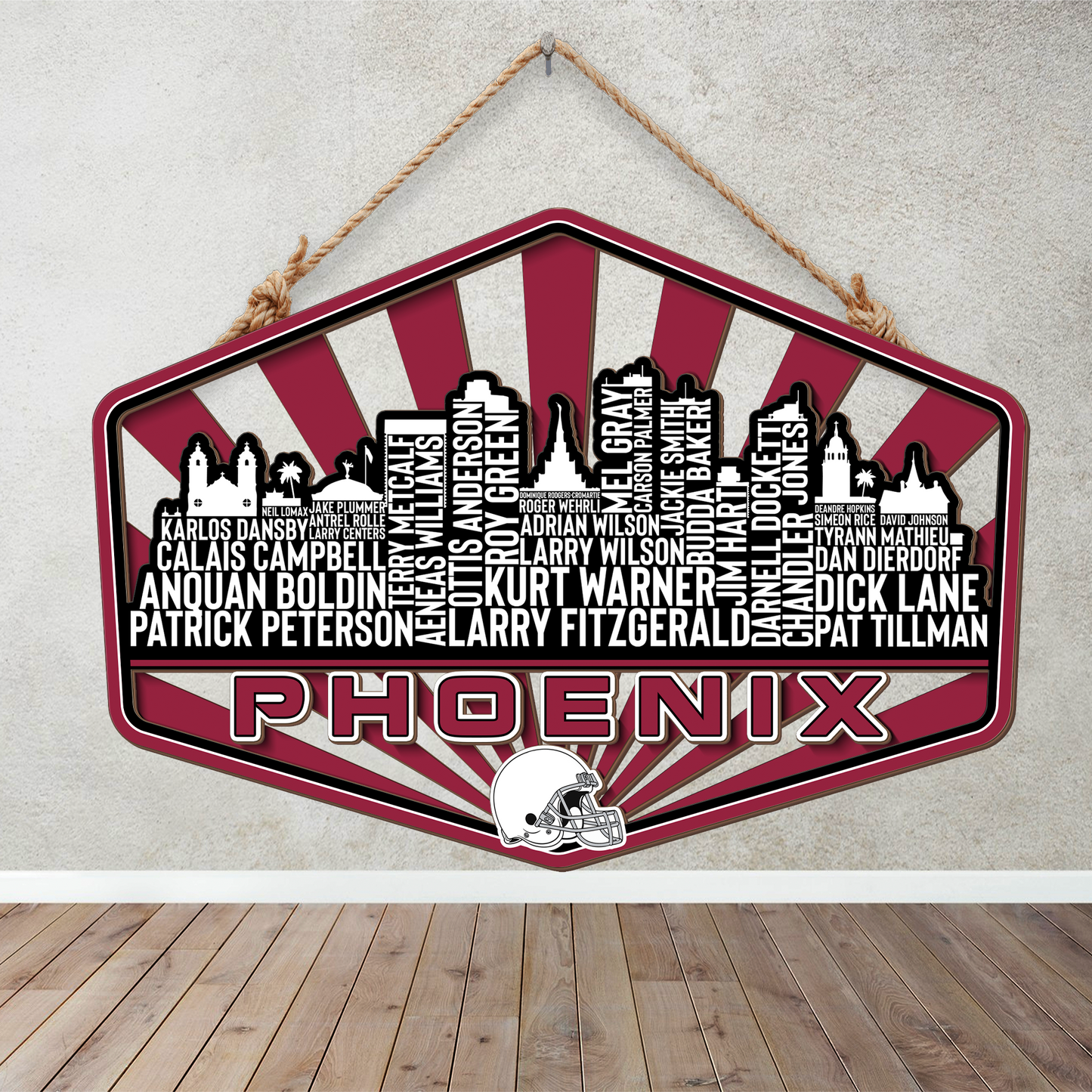 Arizona Football Greatest Of All Time Legend Team Wood Sign Phoenix City Skyline Gift Decor