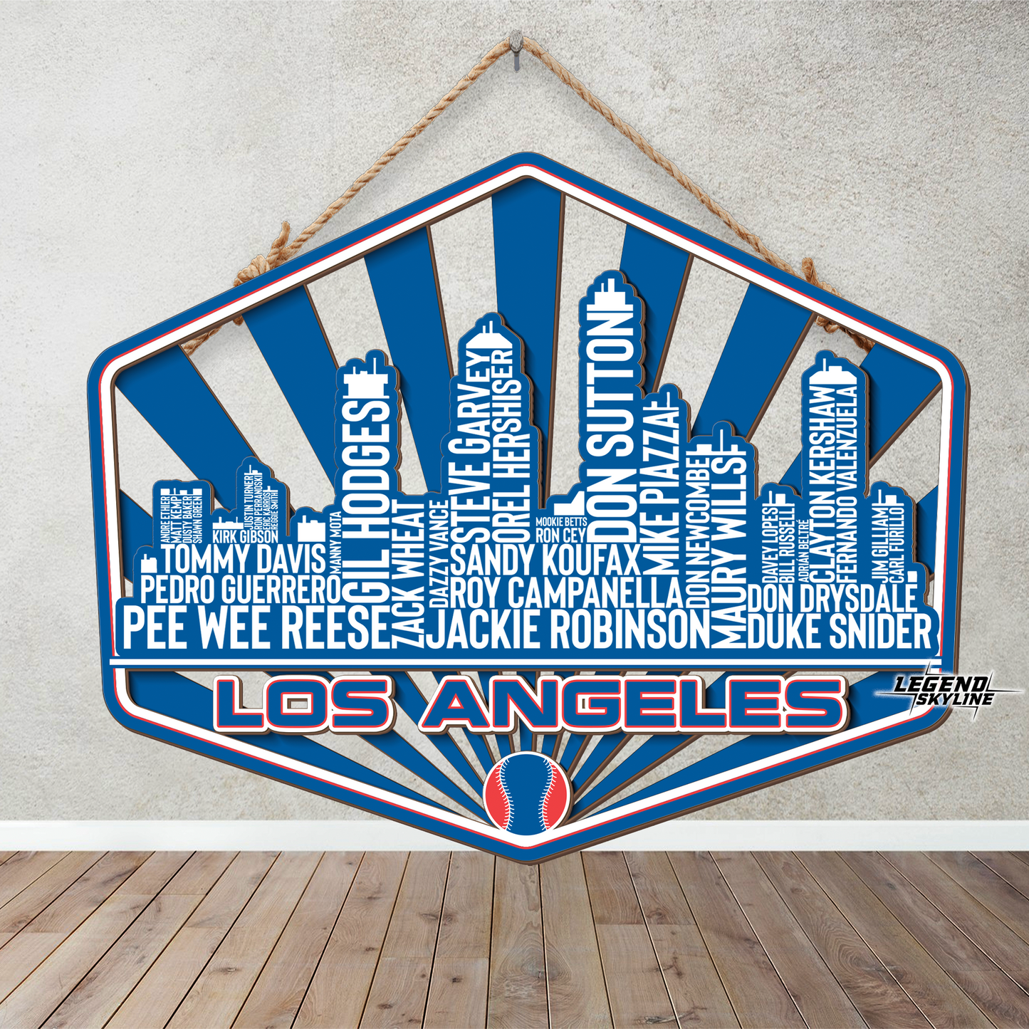 Los Angeles Baseball Greatest Of All Time Legend Team Wood Sign Los Angeles City Skyline Gift Decor