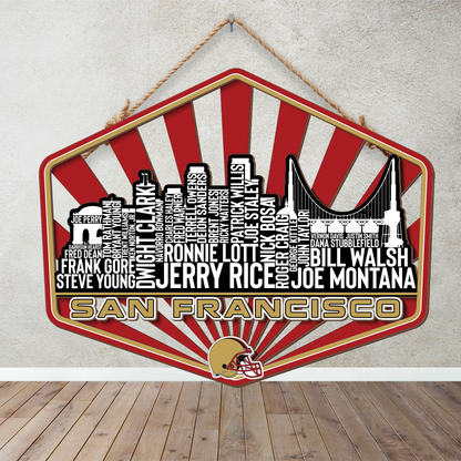 San Francisco Football Greatest Of All Time Legend Team Wood Sign San Francisco City Skyline Gift Decor