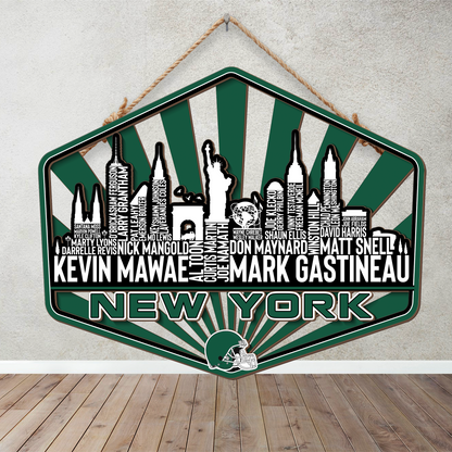 New York Football Greatest Of All Time Legend Team Wood Sign New York City Skyline Gift Decor
