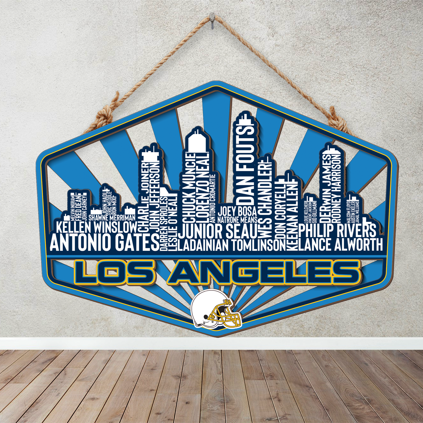 Los Angeles Football Greatest Of All Time Legend Team Wood Sign Los Angeles City Skyline Gift Decor