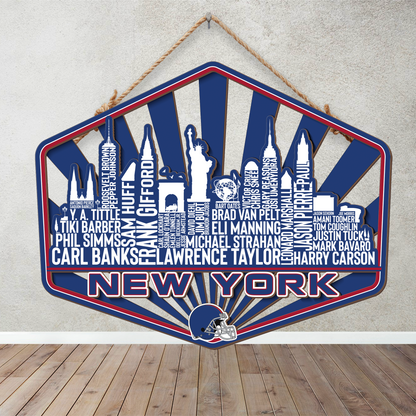 New York Football Greatest Of All Time Legend Team Wood Sign New York City Skyline Gift Decor