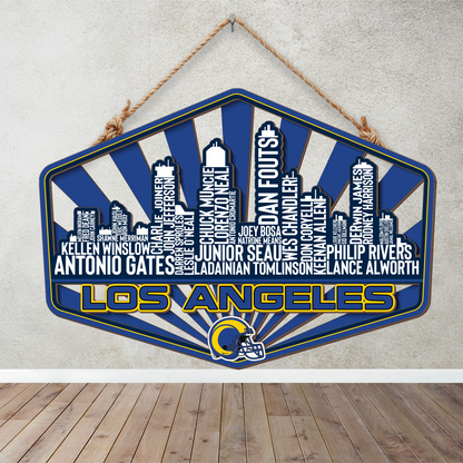 Los Angeles Football Greatest Of All Time Legend Team Wood Sign Los Angeles City Skyline Gift Decor
