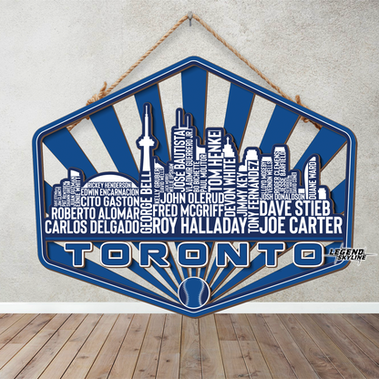 Toronto Baseball Greatest Of All Time Legend Team Wood Sign Toronto City Skyline Gift Decor