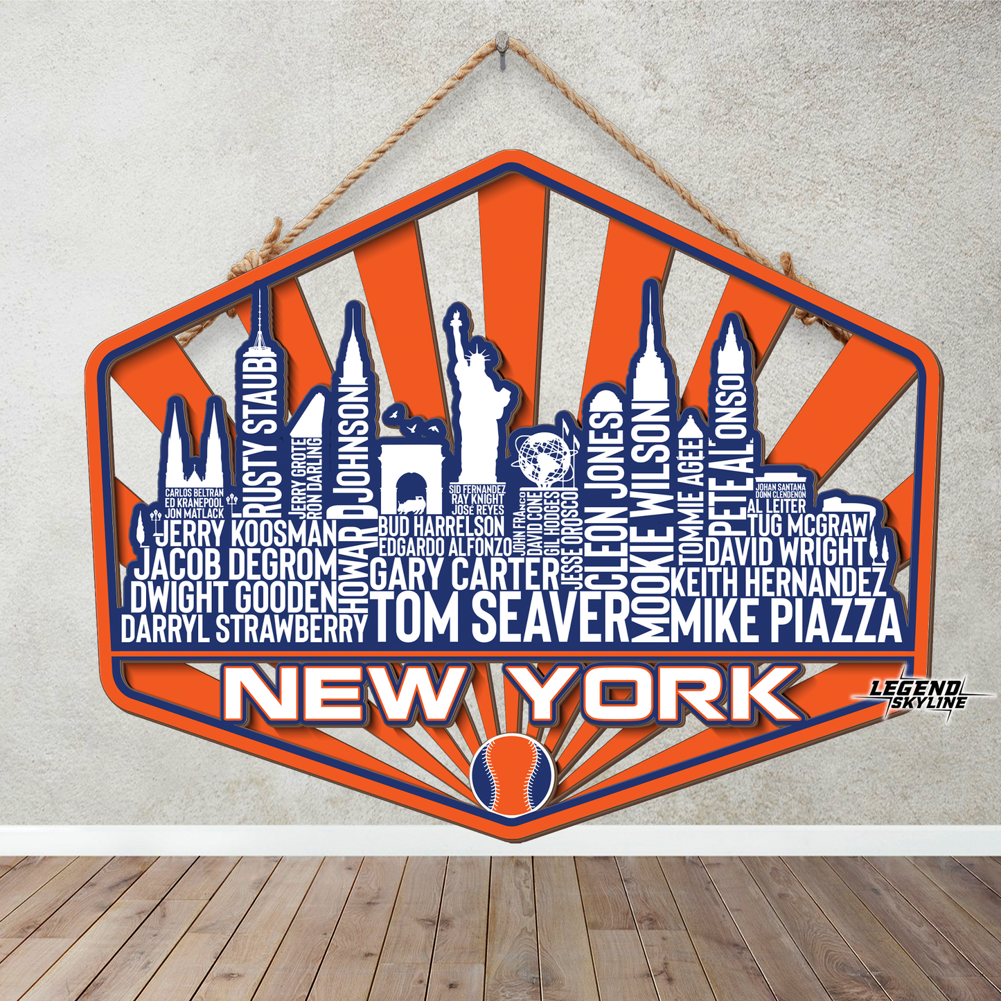 New York Baseball Greatest Of All Time Legend Team Wood Sign New York City Skyline Gift Decor