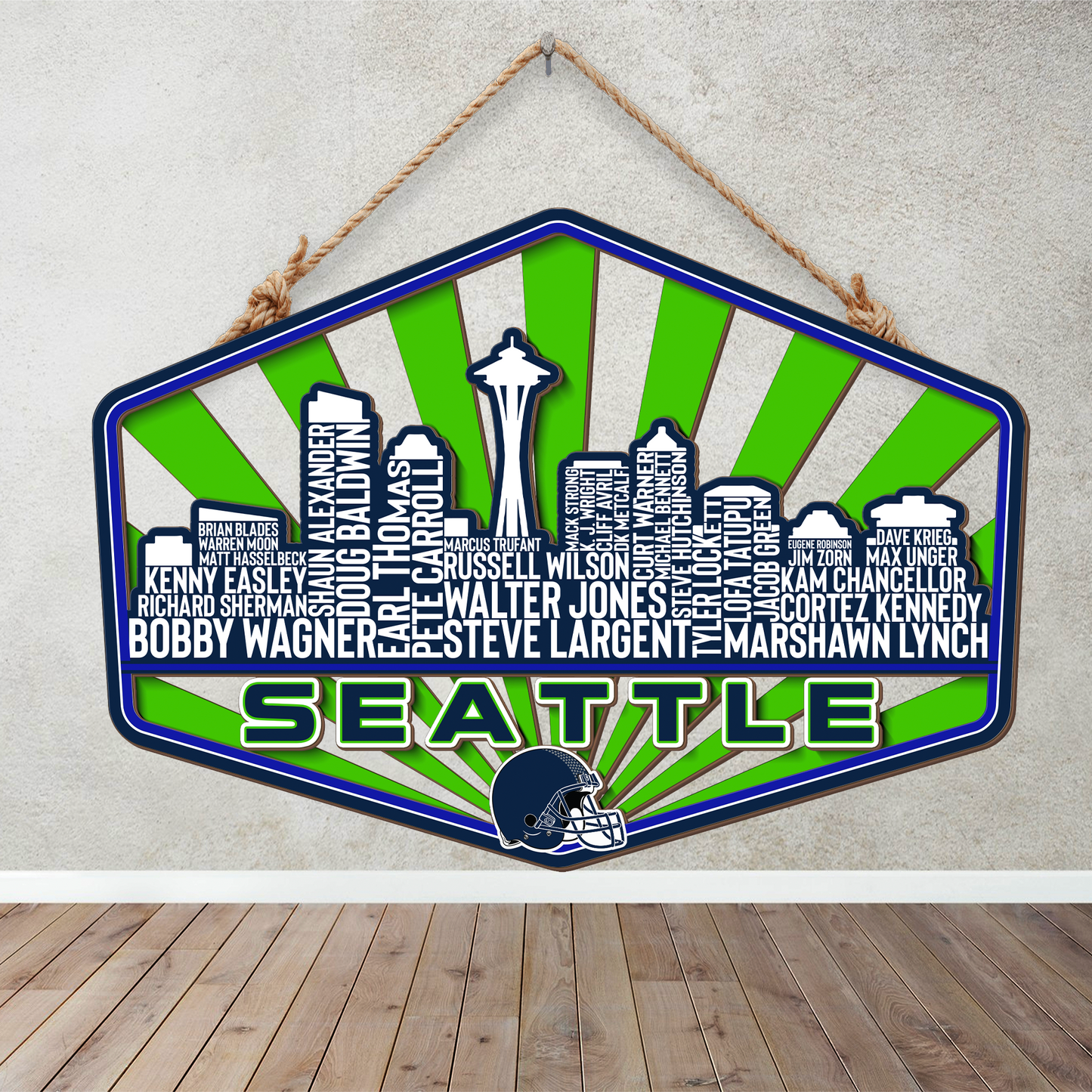 Seattle Football Greatest Of All Time Legend Team Wood Sign Seattle City Skyline Gift Decor