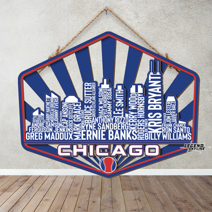 Chicago Baseball Greatest Of All Time Legend Team Wood Sign Chicago City Skyline Gift Decor