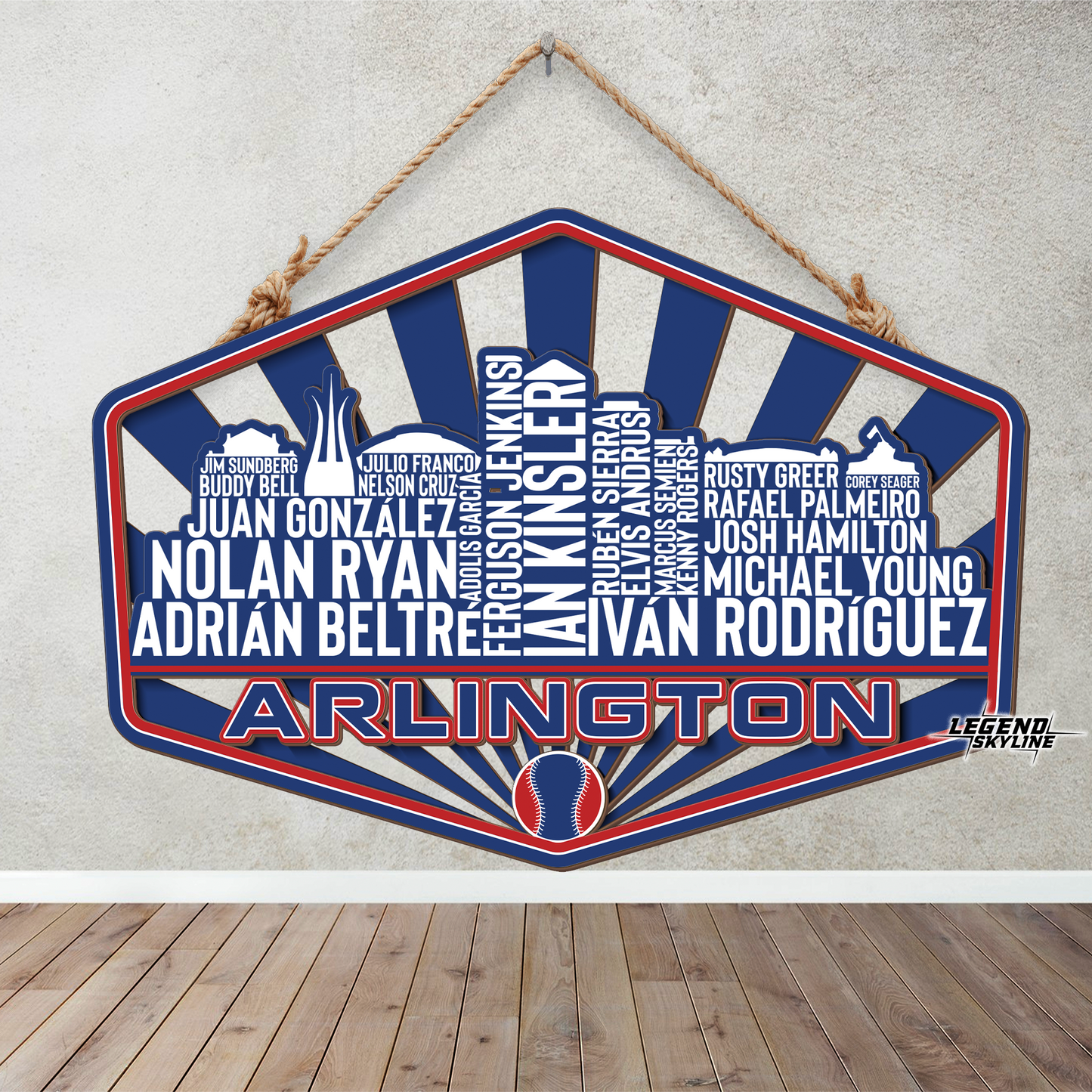 Arlington Baseball Greatest Of All Time Legend Team Wood Sign Arlington City Skyline Gift Decor