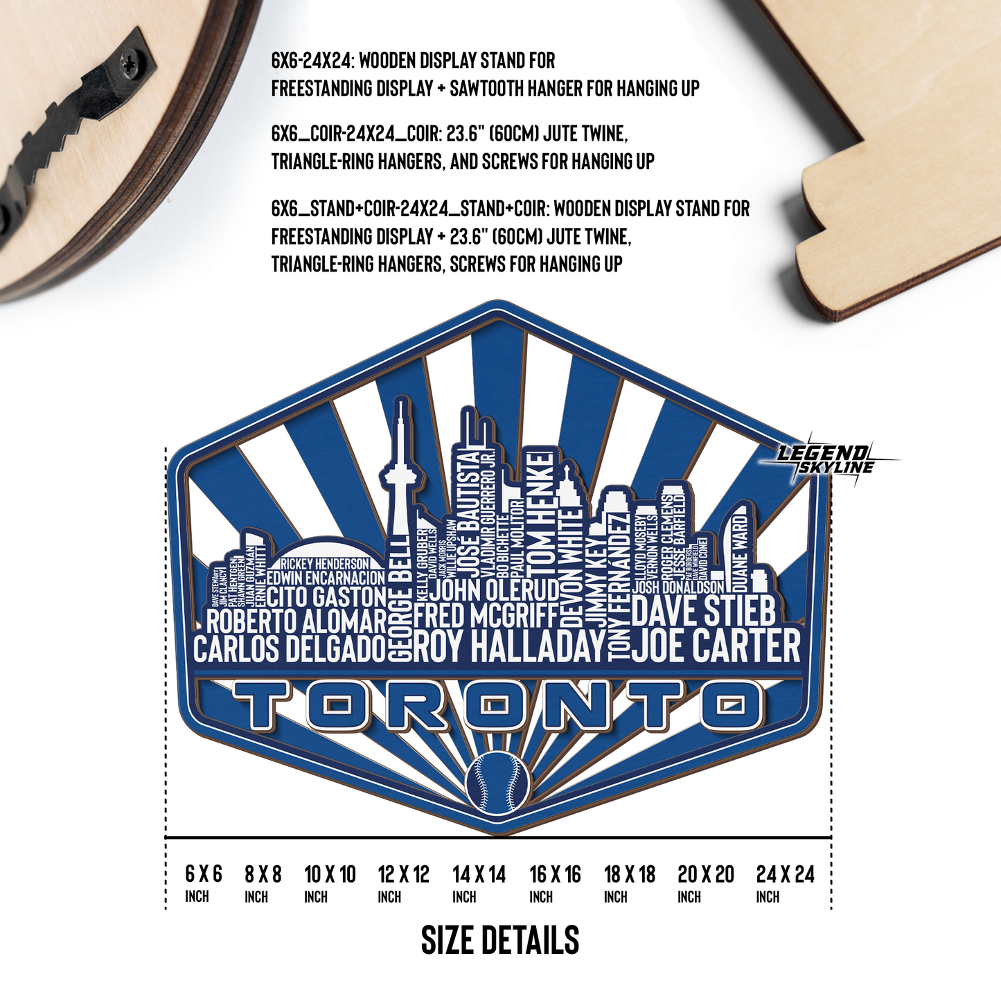 Toronto Baseball Greatest Of All Time Legend Team Wood Sign Toronto City Skyline Gift Decor