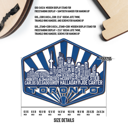 Toronto Baseball Greatest Of All Time Legend Team Wood Sign Toronto City Skyline Gift Decor
