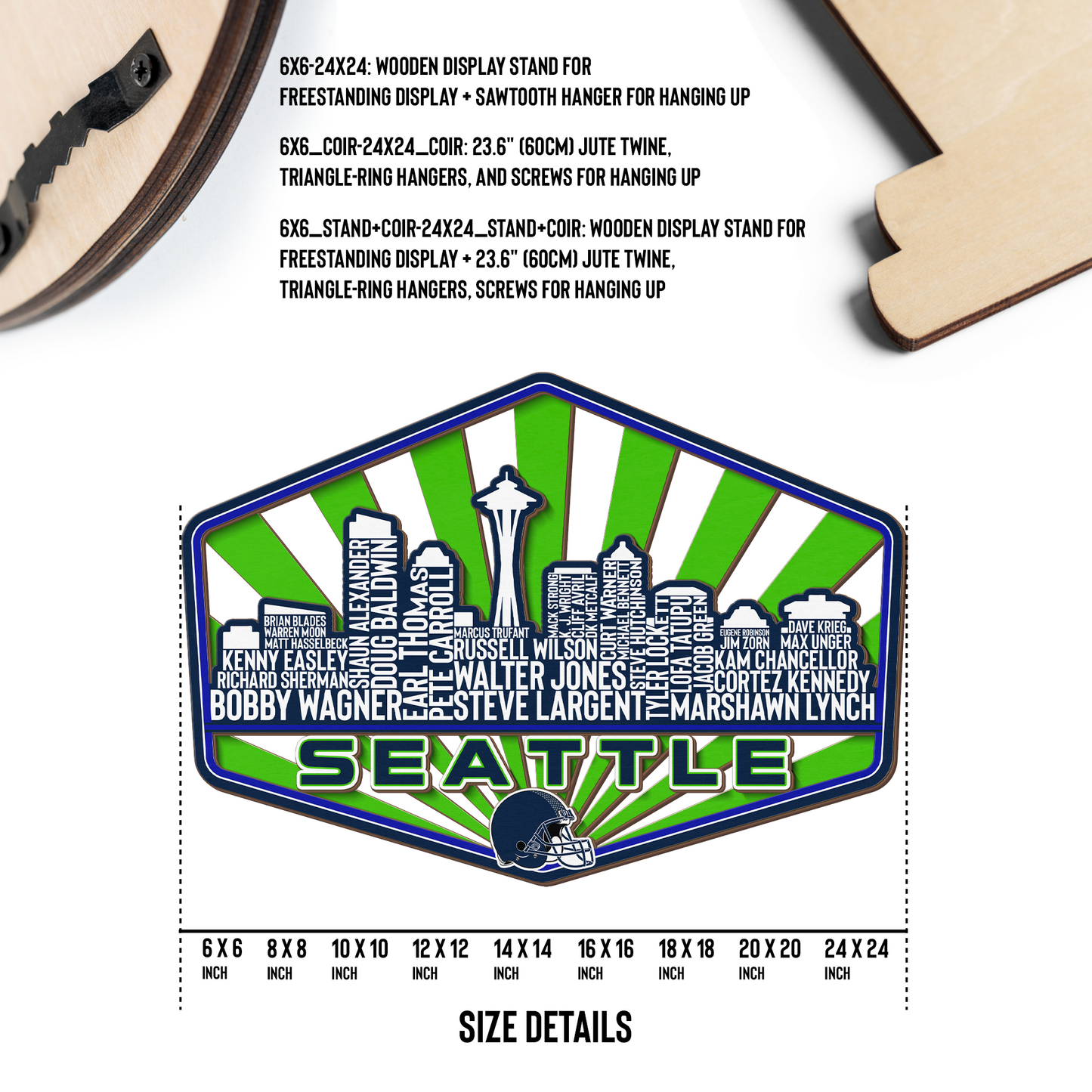 Seattle Football Greatest Of All Time Legend Team Wood Sign Seattle City Skyline Gift Decor