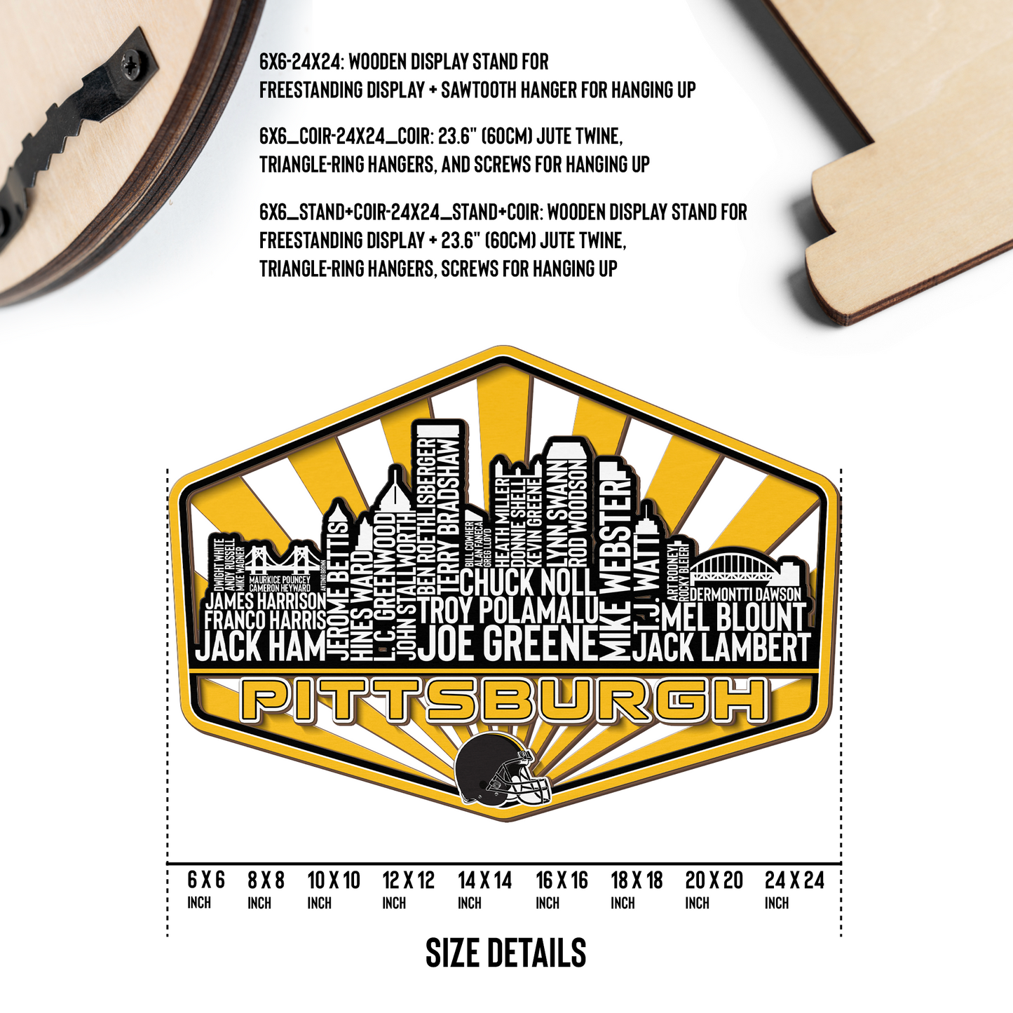 Pittsburgh Football Greatest Of All Time Legend Team Wood Sign Pittsburgh City Skyline Gift Decor
