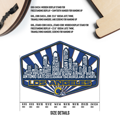 Los Angeles Football Greatest Of All Time Legend Team Wood Sign Los Angeles City Skyline Gift Decor