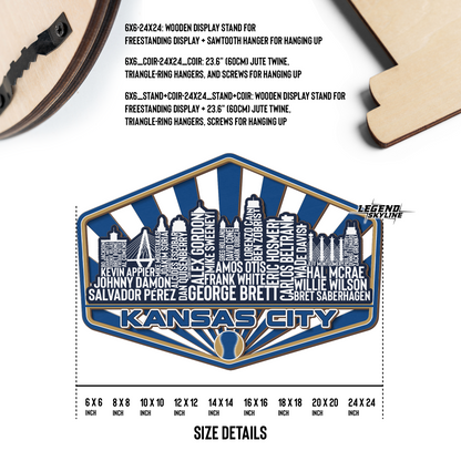 Kansas City Baseball Greatest Of All Time Legend Team Wood Sign Kansas City Skyline Gift Decor