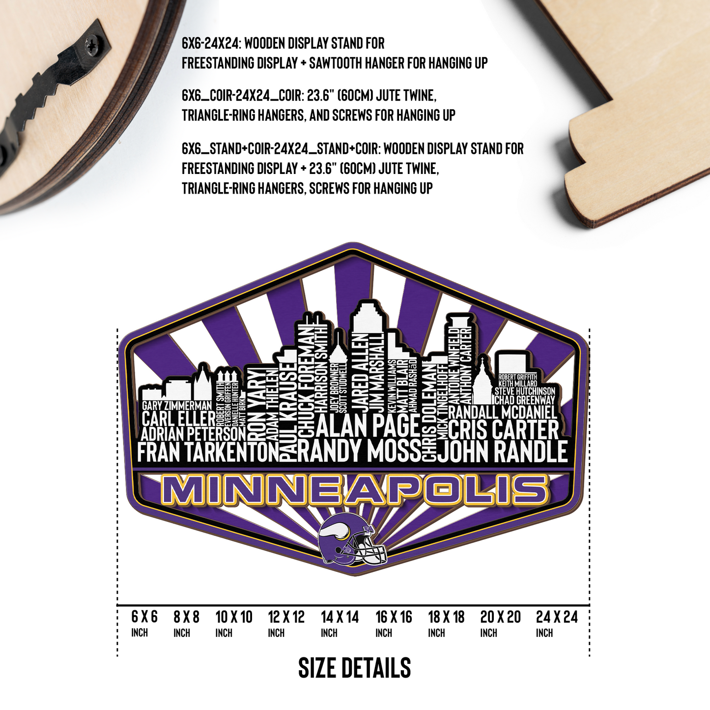 Minnesota Football Greatest Of All Time Legend Team Wood Sign Minneapolis City Skyline Gift Decor