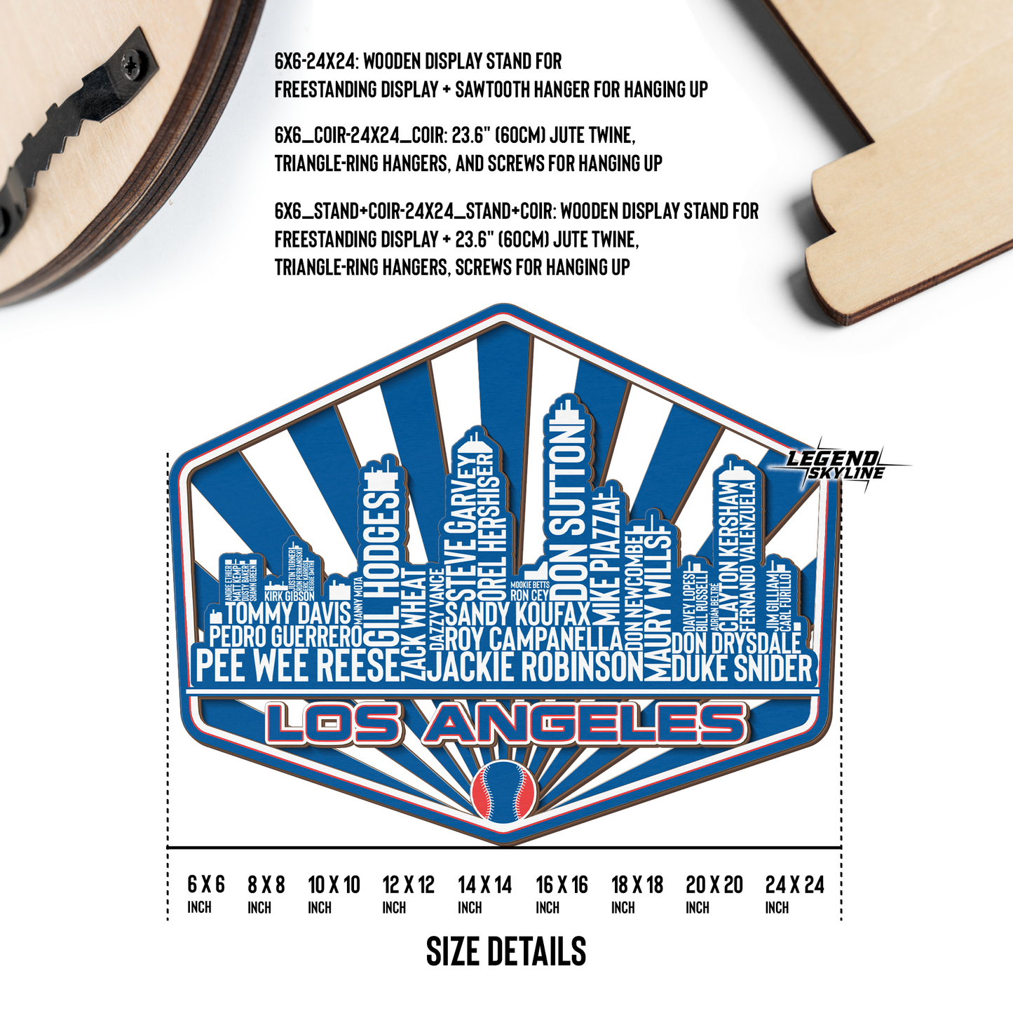 Los Angeles Baseball Greatest Of All Time Legend Team Wood Sign Los Angeles City Skyline Gift Decor