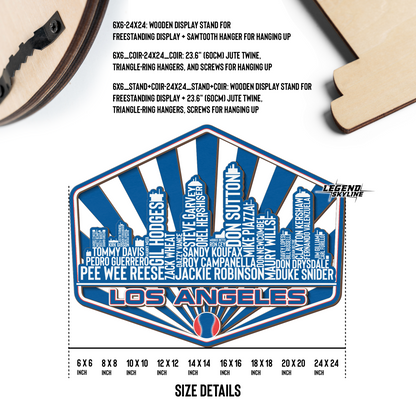 Los Angeles Baseball Greatest Of All Time Legend Team Wood Sign Los Angeles City Skyline Gift Decor