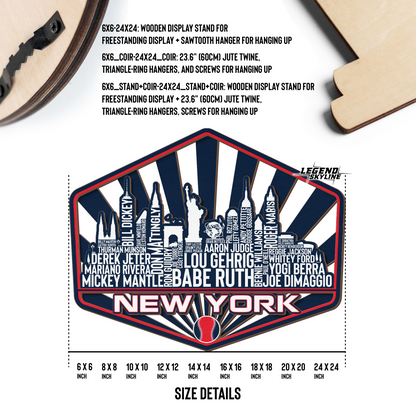 New York Baseball Greatest Of All Time Legend Team Wood Sign New York City Skyline Gift Decor