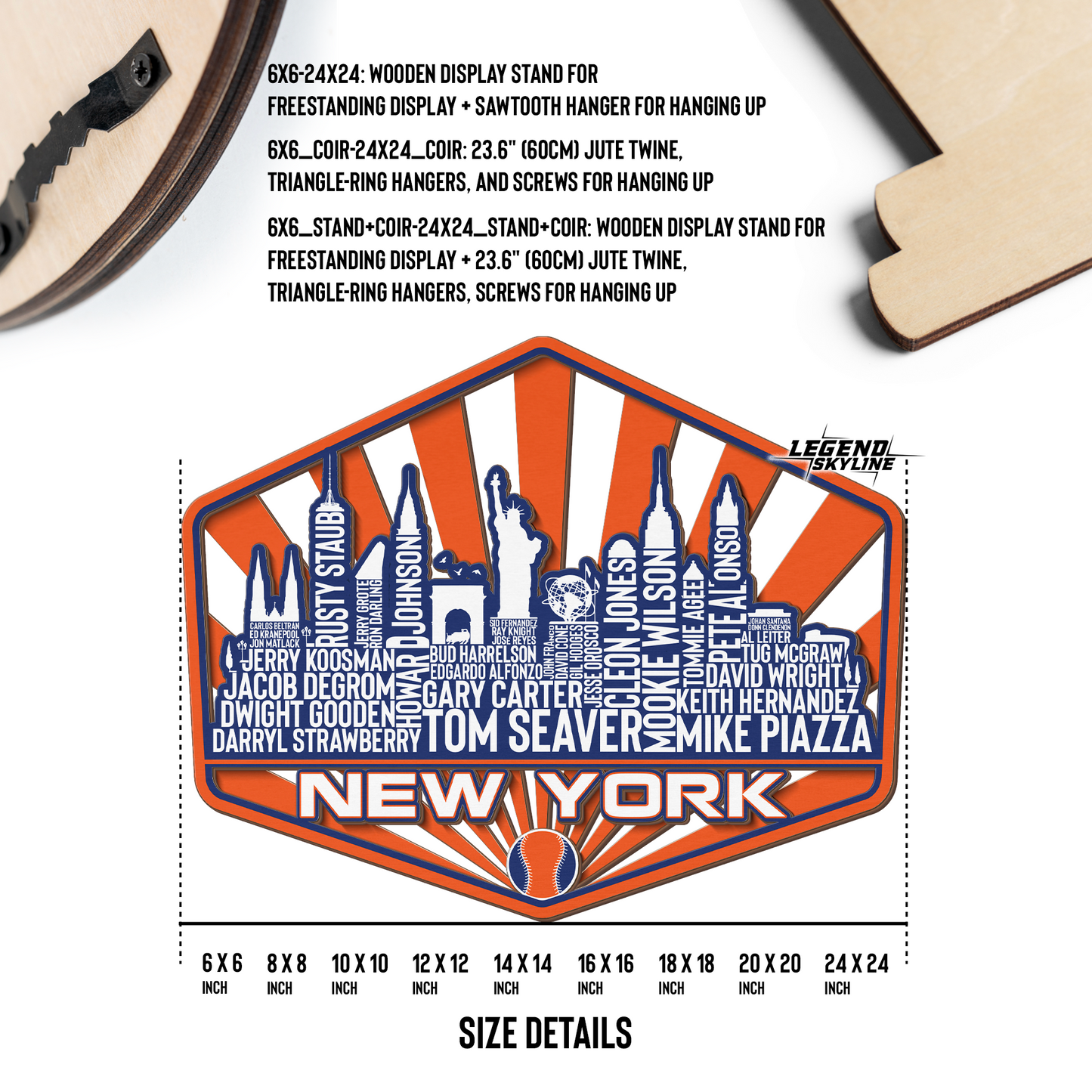 New York Baseball Greatest Of All Time Legend Team Wood Sign New York City Skyline Gift Decor