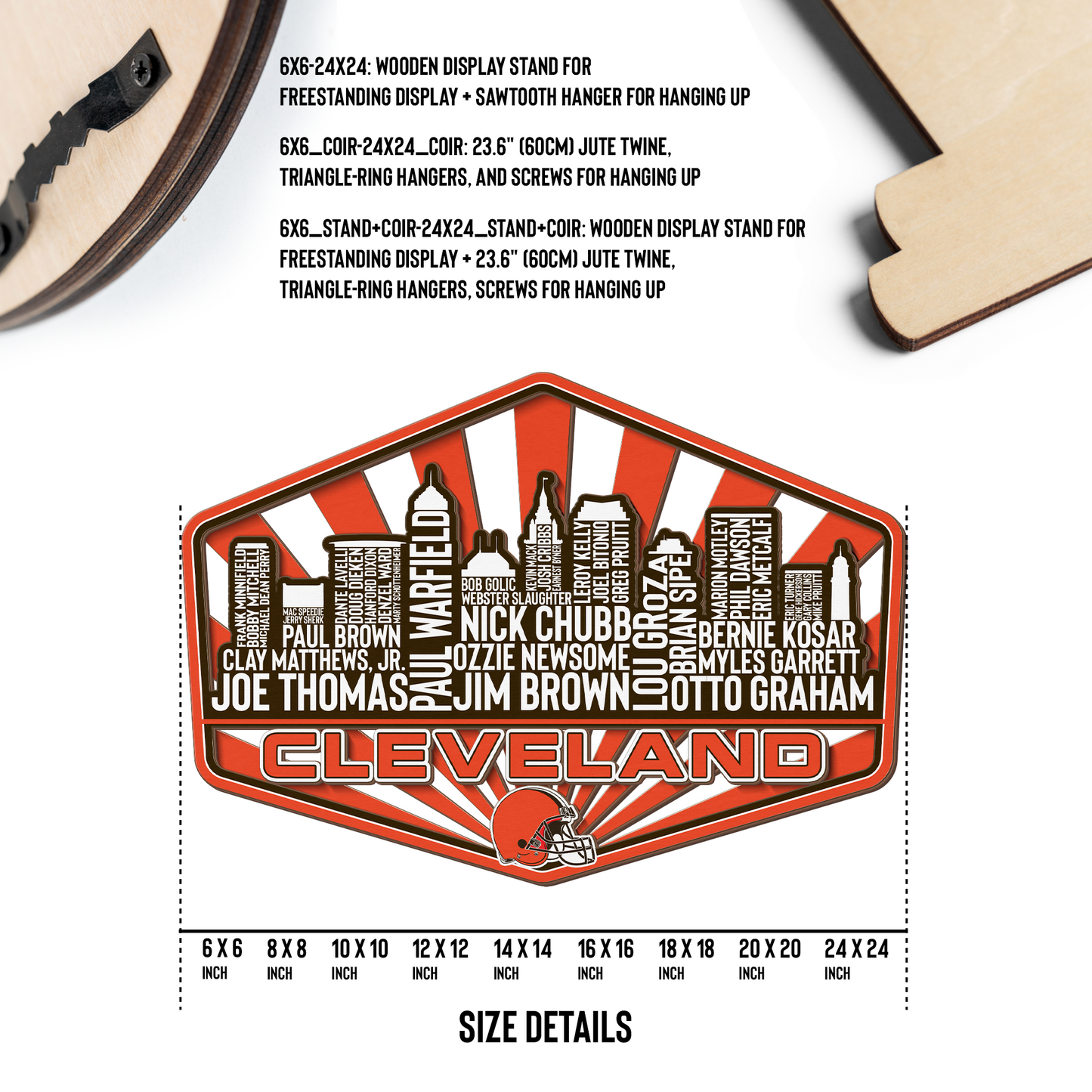 Cleveland Football Greatest Of All Time Legend Team Wood Sign Cleveland City Skyline Gift Decor