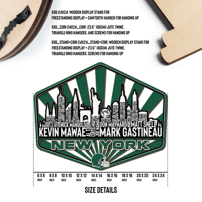 New York Football Greatest Of All Time Legend Team Wood Sign New York City Skyline Gift Decor