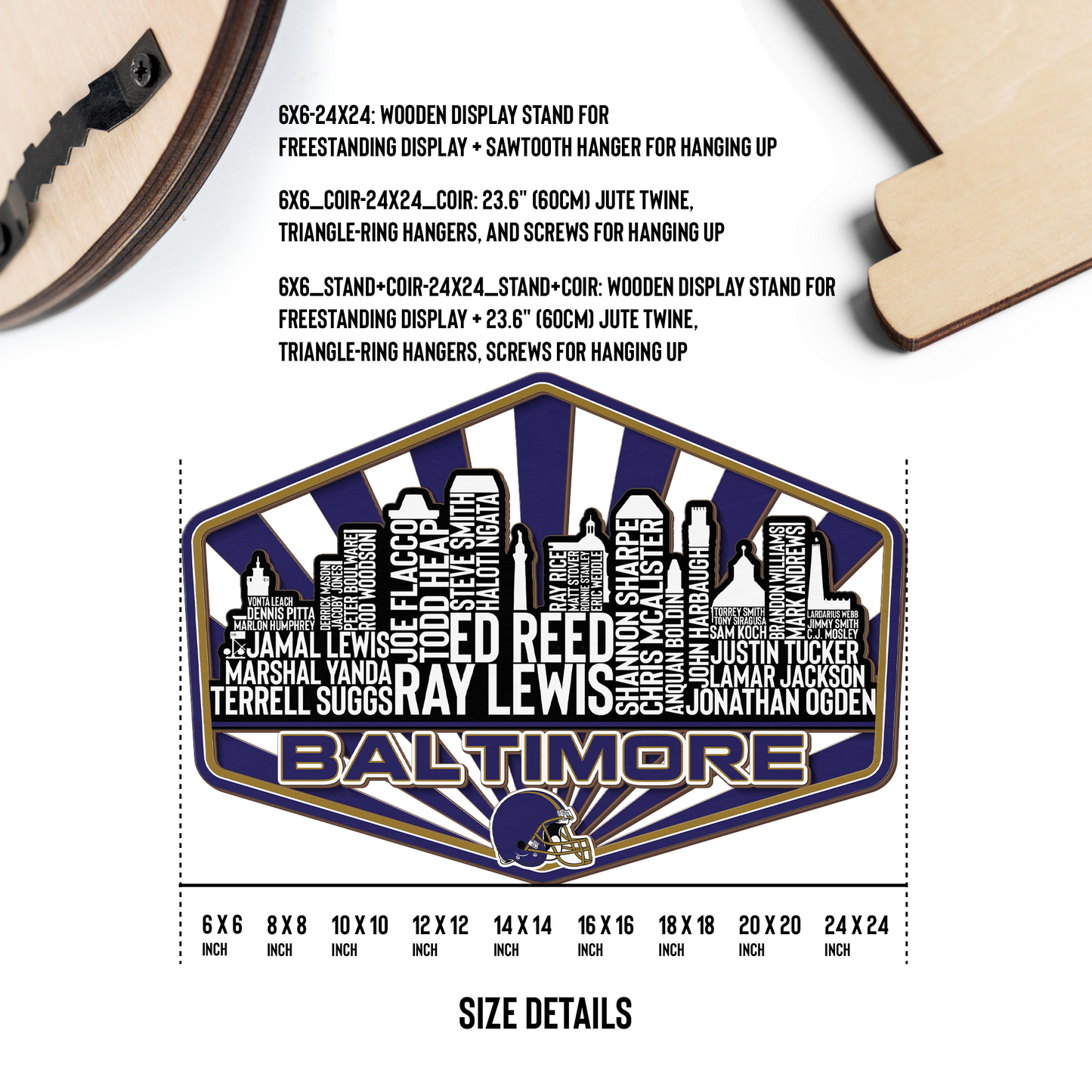 Baltimore Football Greatest Of All Time Legend Team Wood Sign Baltimore City Skyline Gift Decor