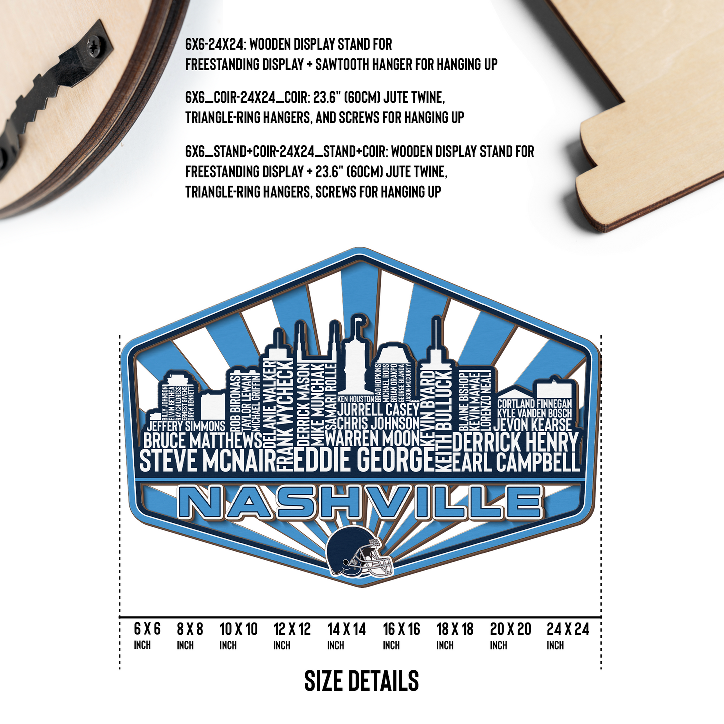 Tennessee Football Greatest Of All Time Legend Team Wood Sign Nashville City Skyline Gift Decor