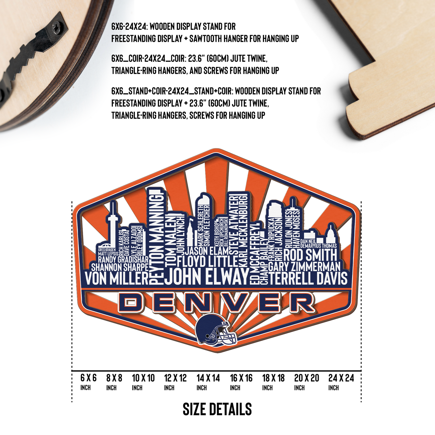 Denver Football Greatest Of All Time Legend Team Wood Sign Denver City Skyline Gift Decor