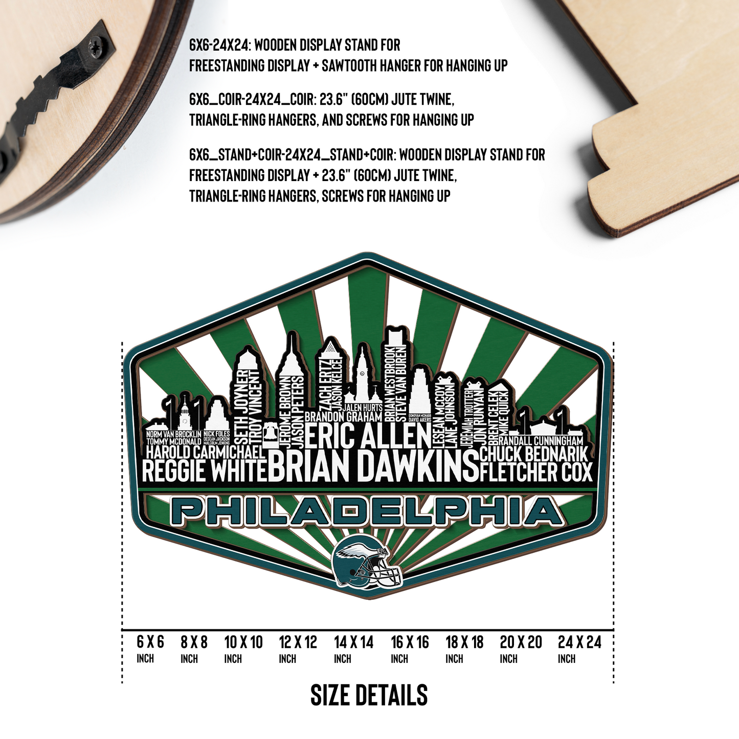 Philadelphia Football Greatest Of All Time Legend Team Wood Sign Philadelphia City Skyline Gift Decor