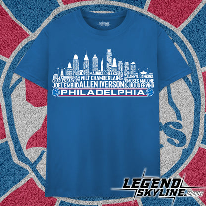 Philadelphia Basketball Team All Time Legends Philadelphia City Skyline Shirt